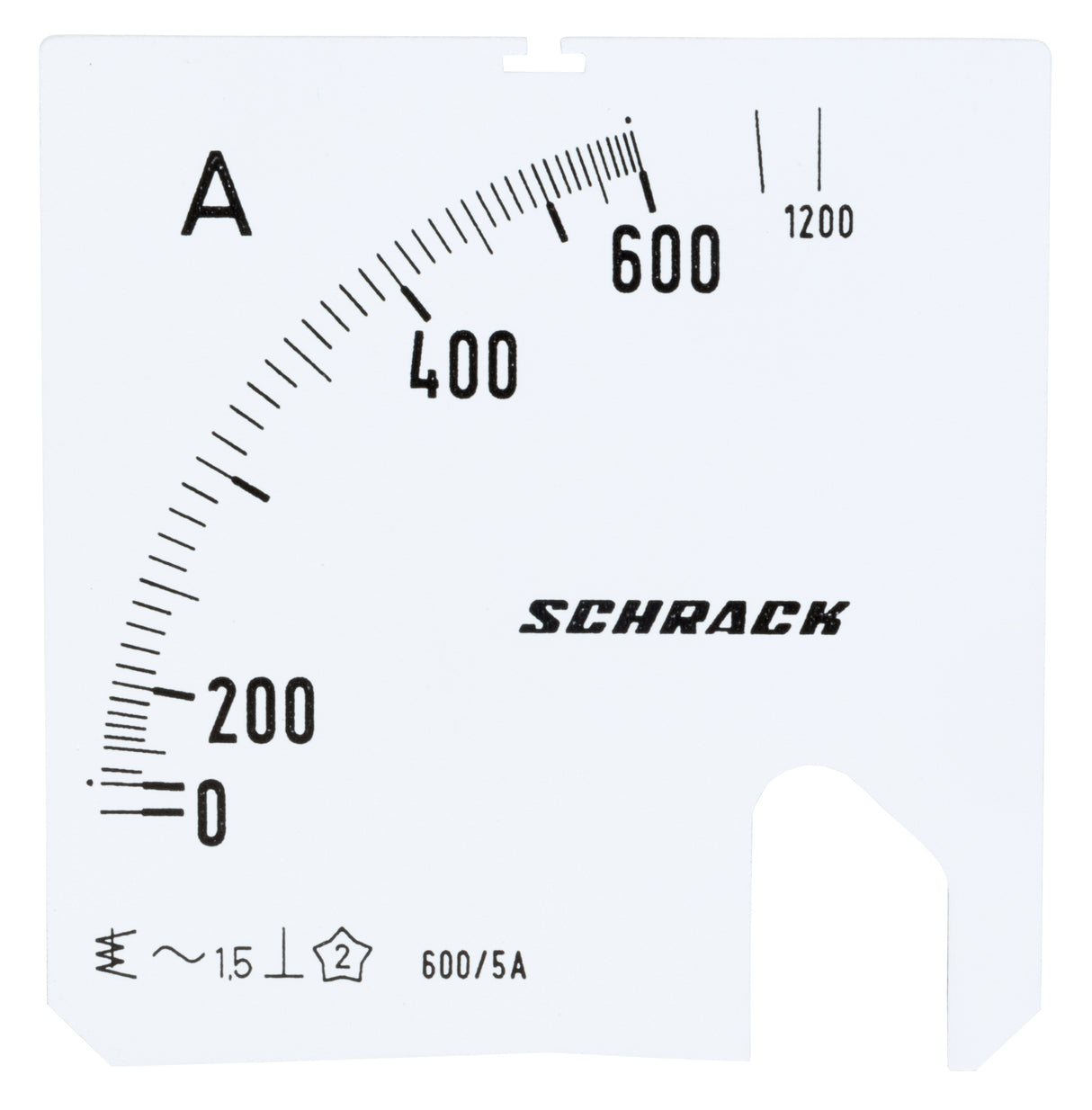 Wechselskala, 72x72mm, 600/1200/5A AC
