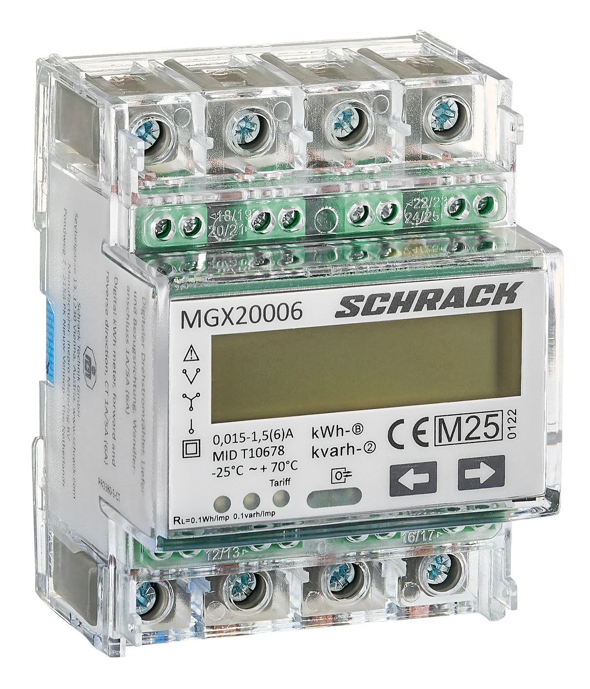 Digitaler Zähler, Wandleranschluss 1A/5A (6A), MID, 2 Tarife