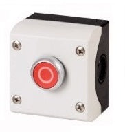 Komplett AP-Gehäuse mit Taster rot "0", 1S+1Ö