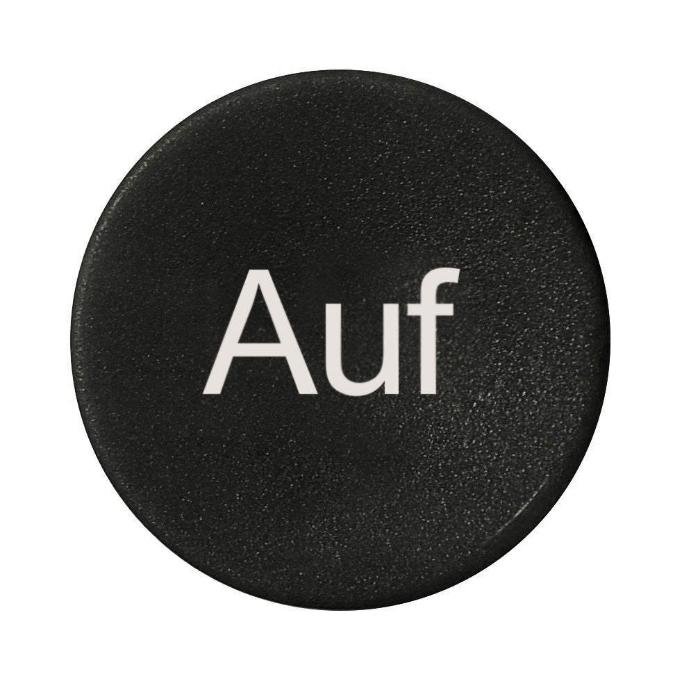 Tastenplatte flach schwarz "Auf"