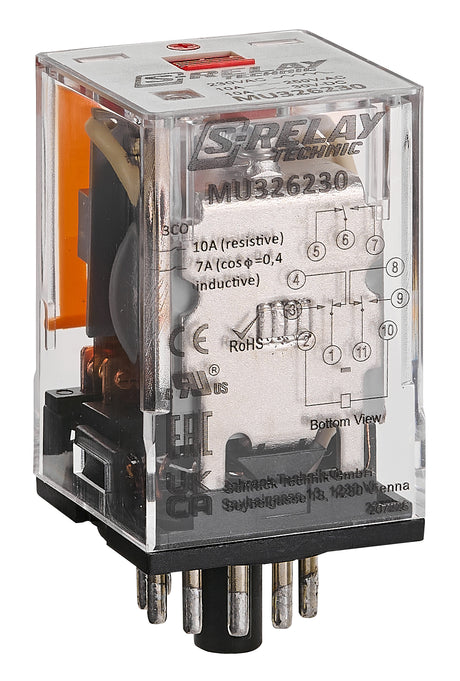 Multimode-Relais, 3 Wechsler, 10A, 230VAC, 11-polig