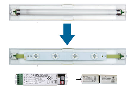 Foto: Set 4x1W ERT LED Strip quer + LPU 1h-8h + Akku 9,6V/ 2,0Ah