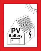 PV Hinweis-Aufkleber inkl. Batterie selbstklebend