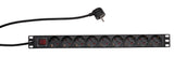 19" Netzleiste, 9x Schuko, Schalter, 1HE, 2m-Kabel, Schwarz