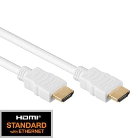 HDMI 1.4 Kabel, 2x HDMI19 Typ A Stecker, Gold, Weiß, 2,0m