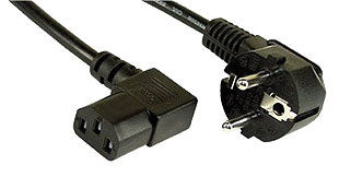 Netzkabel Schuko - C13 (Kaltgeräte) 90°, schwarz, 5m