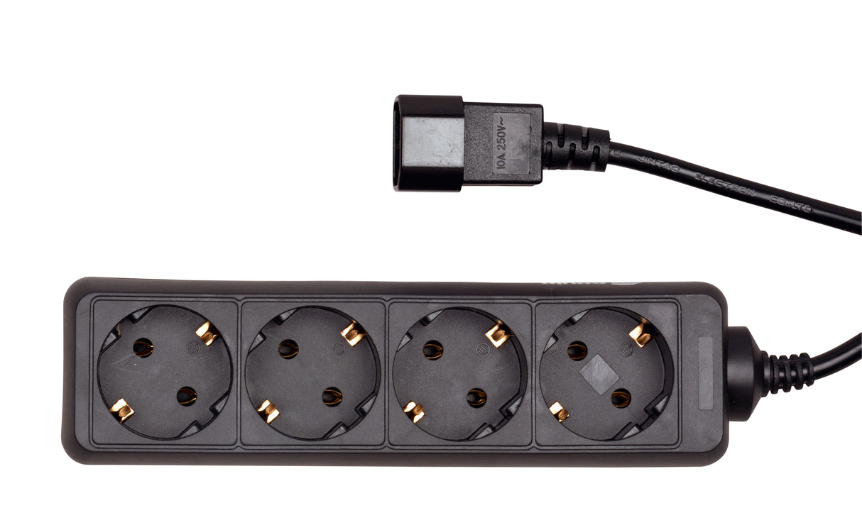 Netzleiste für USV, 4x Schuko, 10A, 1,1m Kabel, schwarz