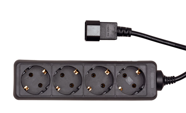 Netzleiste für USV, 4x Schuko, 10A, 1,1m Kabel, schwarz