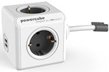 POWER CUBE Design Netzleiste 16A, 4xSchuko grau, 2xUSB 2,1A