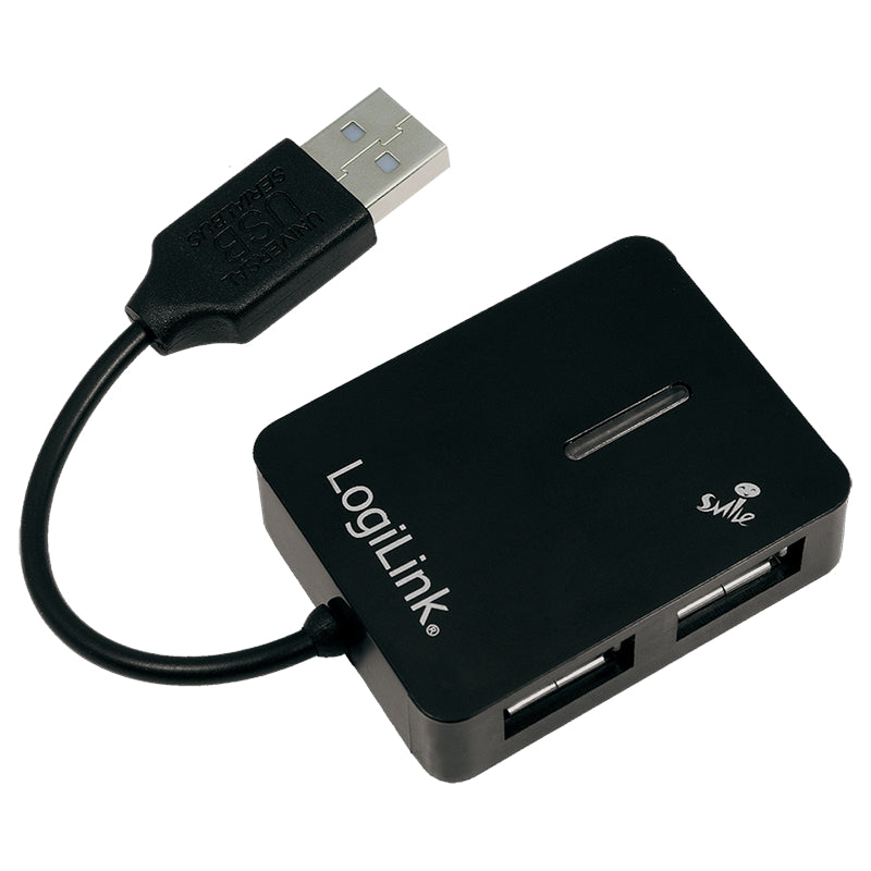 USB 2.0 Hub 4-Port, Smile, max. 480MBit, schwarz