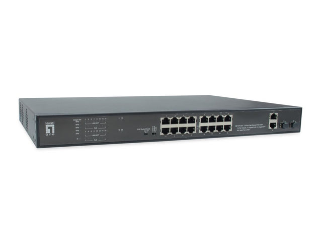 Switch 16xRJ45 10/100 (PoE) + 2xGRJ45 + 2xGSFP, Netzteil