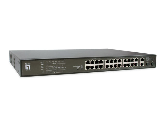 Switch 24xRJ45 10/100 (PoE) + 2xGRJ45 + 2xGSFP, Netzteil