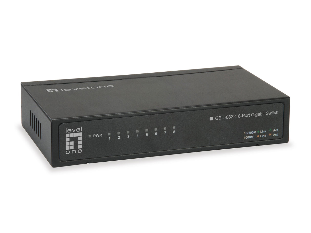 Switch 8xRJ45 10/100/1000, Leise, Lüfterlos, externes