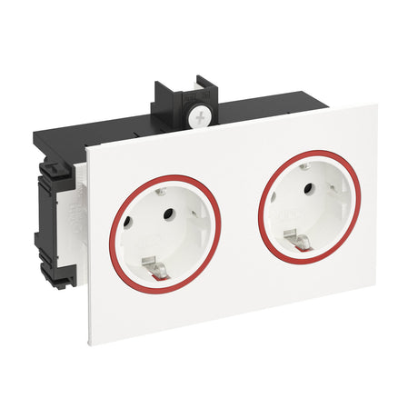 Foto: 2-fach EDV-Steckdose (roter Ring) f. BK Signa Base, RAL 9001