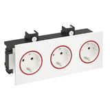 Foto: 3-fach EDV-Steckdose (roter Ring) f. BK Signa Base, RAL 9010