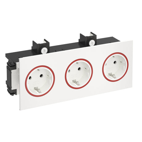 Foto: 3-fach EDV-Steckdose (roter Ring) f. BK Signa Base, RAL 9010