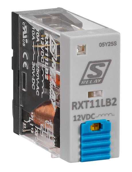 Schmales Industrierelais, 1 Wechsler, 12VDC, 10A, LED und FD