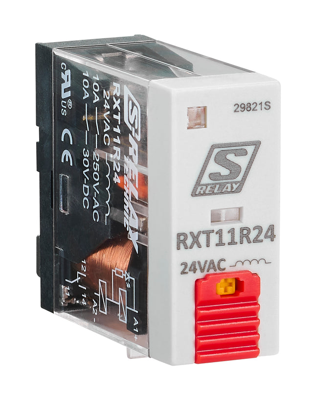 Foto: Schmales Industrierelais, 1 Wechsler, 24VAC, 10A, LED