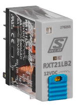 Schmales Industrierelais, 2 Wechsler, 12VDC, 5A, LED und FD