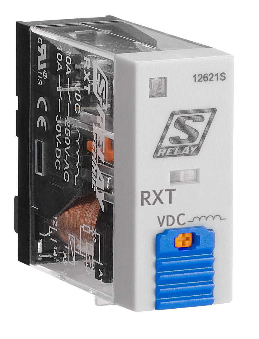 Foto: Schmales Industrierelais, 2 Wechsler, 24VDC, 5A, LED und FD