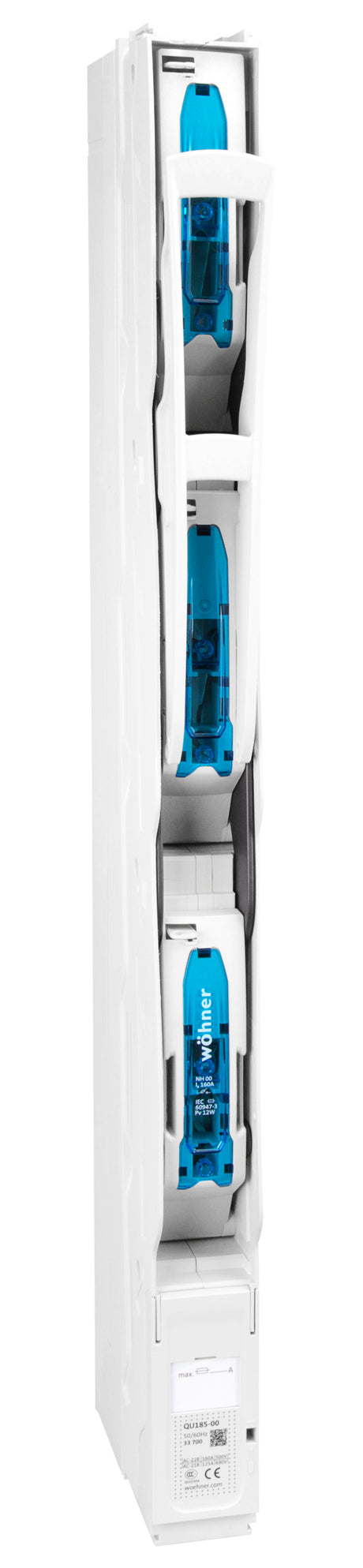 NH-Lastschaltleiste Größe 00, 160A, 185mm direkt, M8