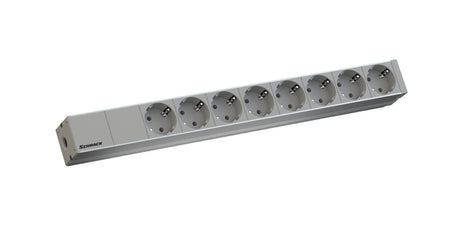 19" Netzleiste, 1HE, 8xSchuko, ohne Anschlussleitung