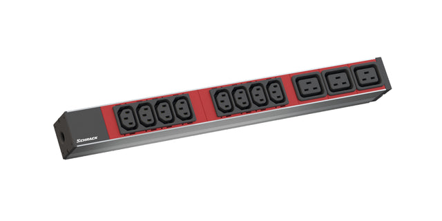 19" Netzleiste, 1HE, 8xC13, 3xC19, 2m, C20, rot