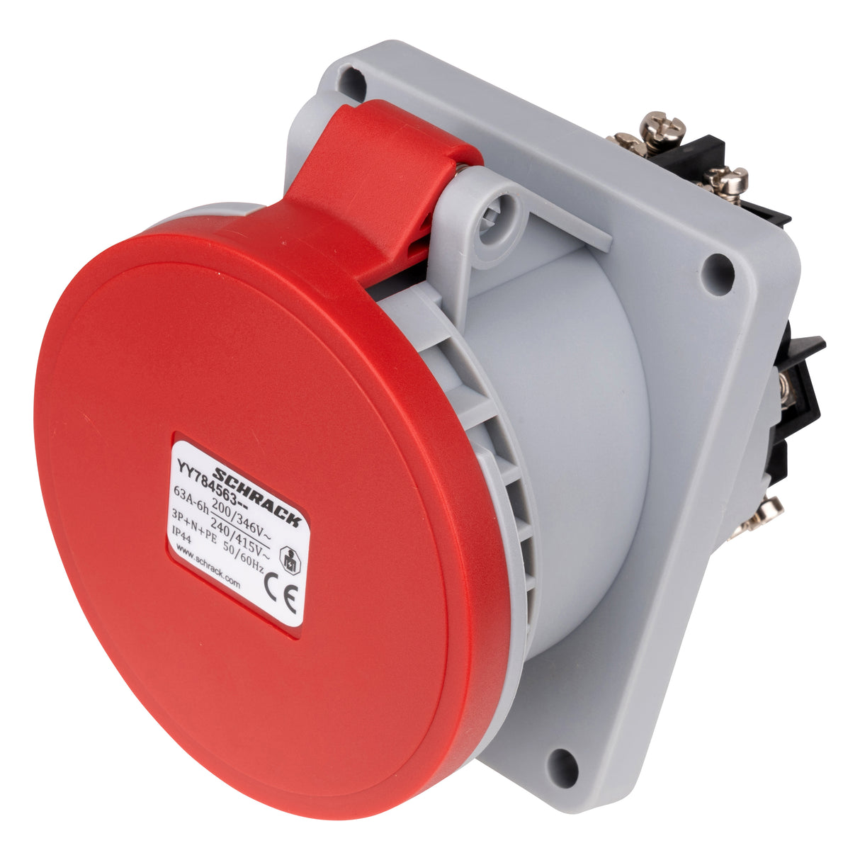 CEE-Anbaudose, 5-polig, 63A, 400V, IP44, Winkel 15°