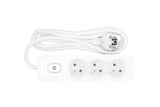 Steckdosenl. Erdungsstift 3-fach, Shut/Schalter, 2m Kabel, w