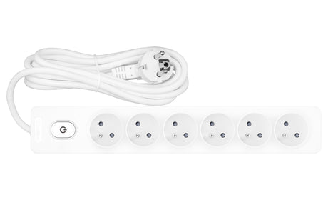 Steckdosenl. Erdungsstift 6-fach, Shut/Schalter, 5m Kabel, w