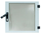 Glas-Tür für DW-Schrank 6HE, B600, RAL7035, Halbzylinder