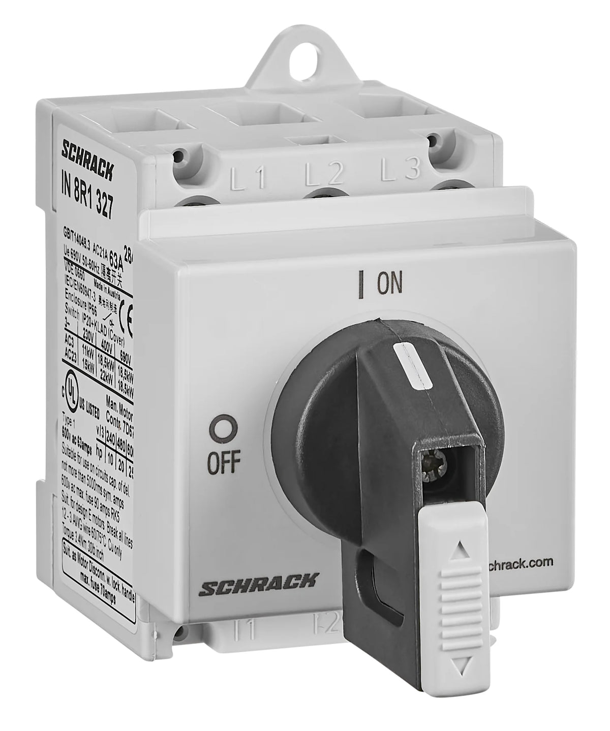 Hauptschalter 3-polig, Reiheneinbau, 63A, 22kW