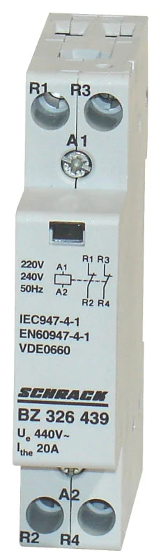 Installationsschütz 20A, 2Ö, 230VAC 1TE