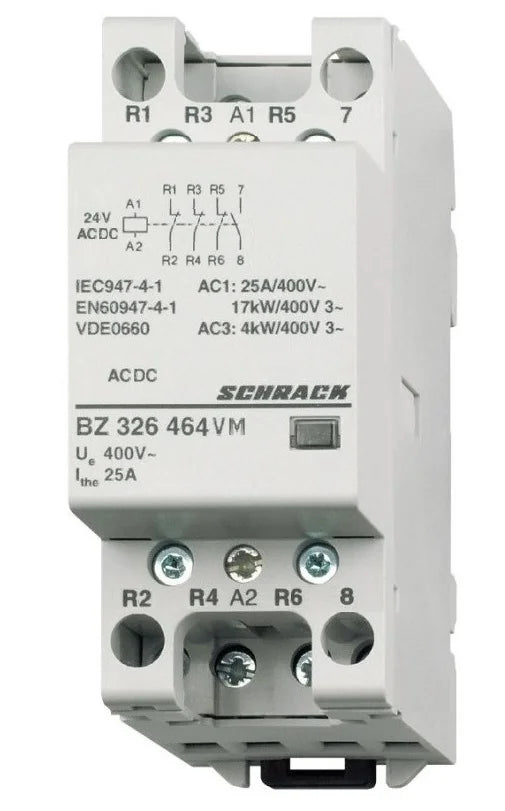 Installationsschütz 25A, 1S+3Ö, 24VACDC 2TE
