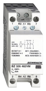 Installationsschütz 25A, 2S+2Ö, 24VACDC 2TE