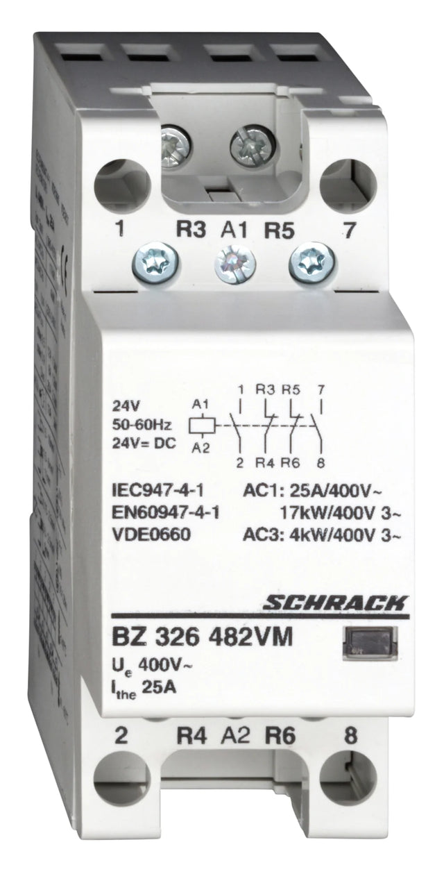 Installationsschütz 25A, 2S+2Ö, 24VACDC 2TE
