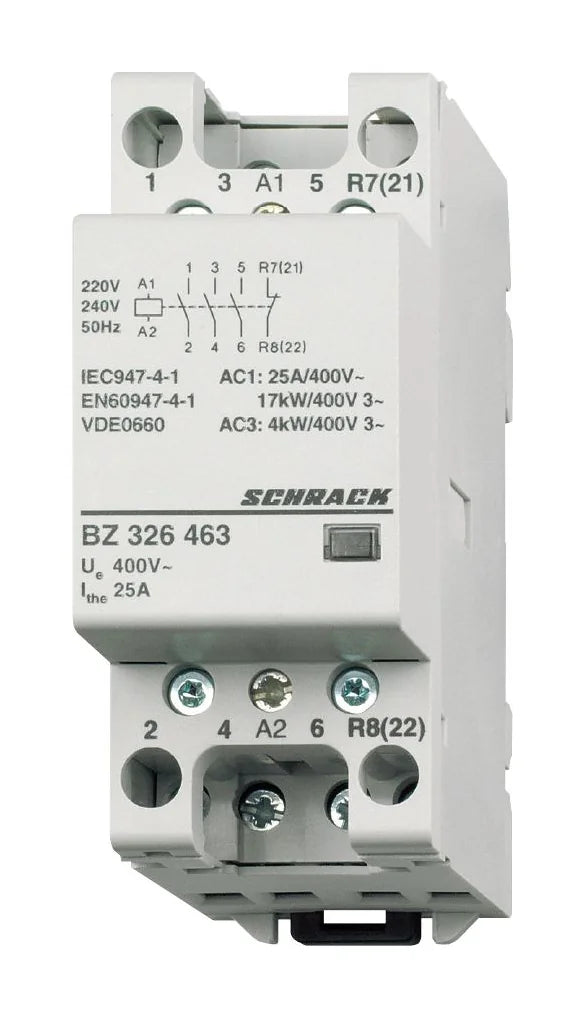 Installationsschütz 25A, 3S+1Ö, 230VAC 2TE