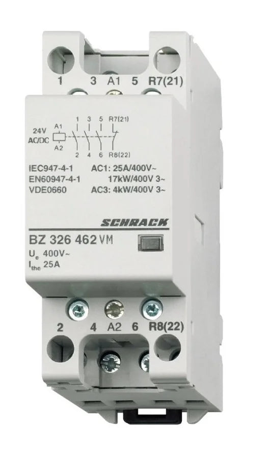 Installationsschütz 25A, 3S+1Ö, 24VACDC 2TE