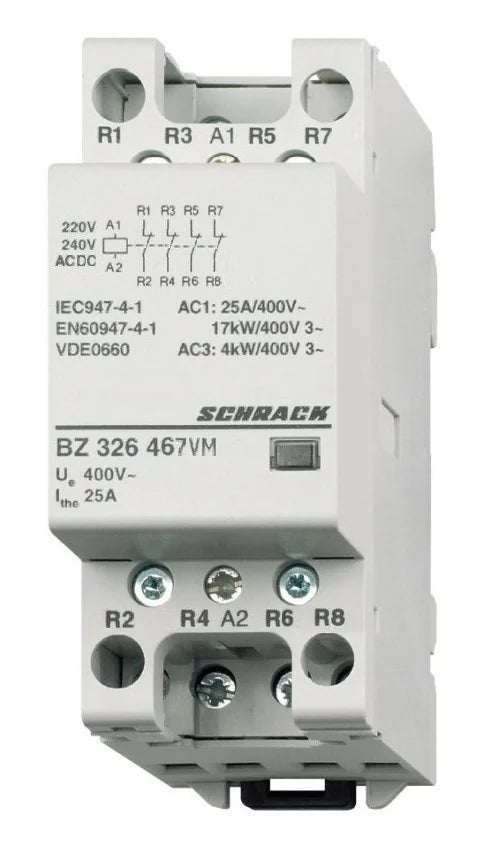 Installationsschütz 25A, 4Ö, 230VACDC 2TE