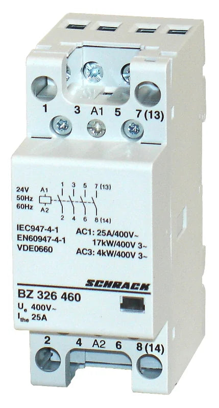 Installationsschütz 25A, 4S, 24VAC 2TE