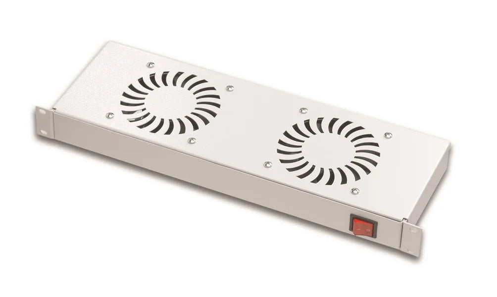 Lüfter 19", 1HE, 2-fach, Schalter (ein/aus), RAL7035