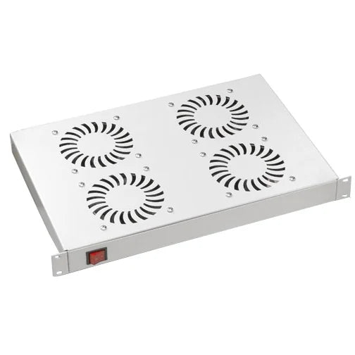 Lüfter 19", 1HE, 4-fach, Schalter (ein/aus), RAL7035