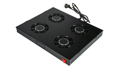 Lüfter 19", 1HE, 4-fach, Schalter (ein/aus), RAL9005