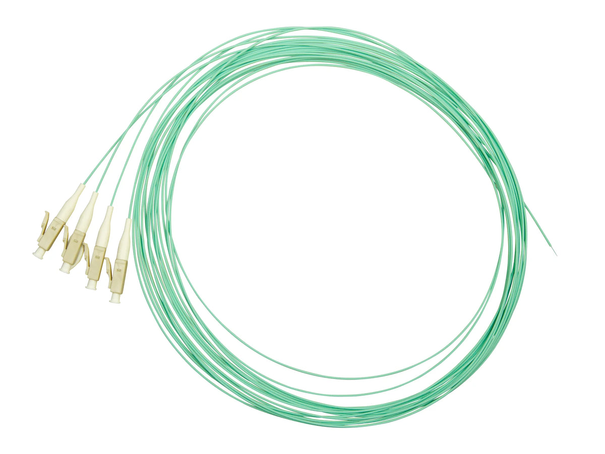 LWL Pigtail LC, 50/125µm OM3, 2,0m, Easy Strip, aqua, 4Stk (10er-Pack)