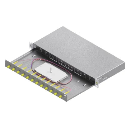 LWL Spleißbox, 12Fasern, FC, 9/125µm OS2, 19", 1HE
