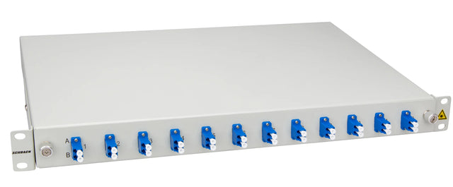 LWL Spleißbox, 12Fasern, LC 9/125µm OS2, 19", 1HE, Klasse C