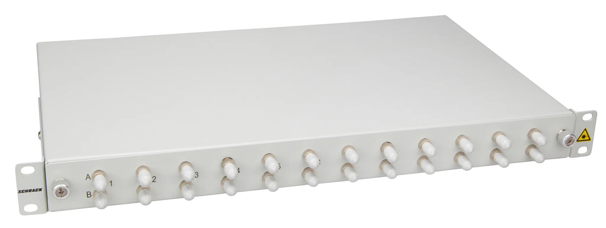 LWL Spleißbox, 16Fasern, ST 50/125µm OM3, 19", 1HE, Klasse C