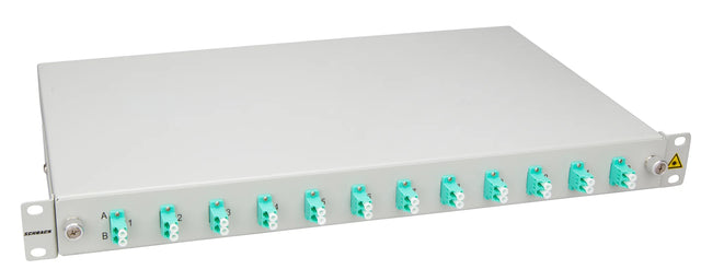 LWL Spleißbox, 24Fasern, LC 50/125µm OM3, 19", 1HE, Klasse C