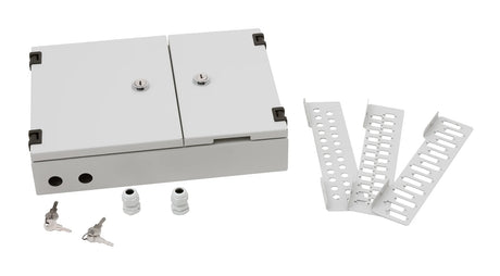 LWL Spleißbox Aufputz 48xLC, 32xSC, 24xST/FC, IP40, RAL7035