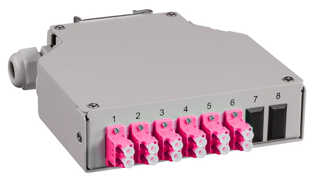 LWL Spleißbox für Hutschiene,  4 Fasern, LC 50/125µm OM4